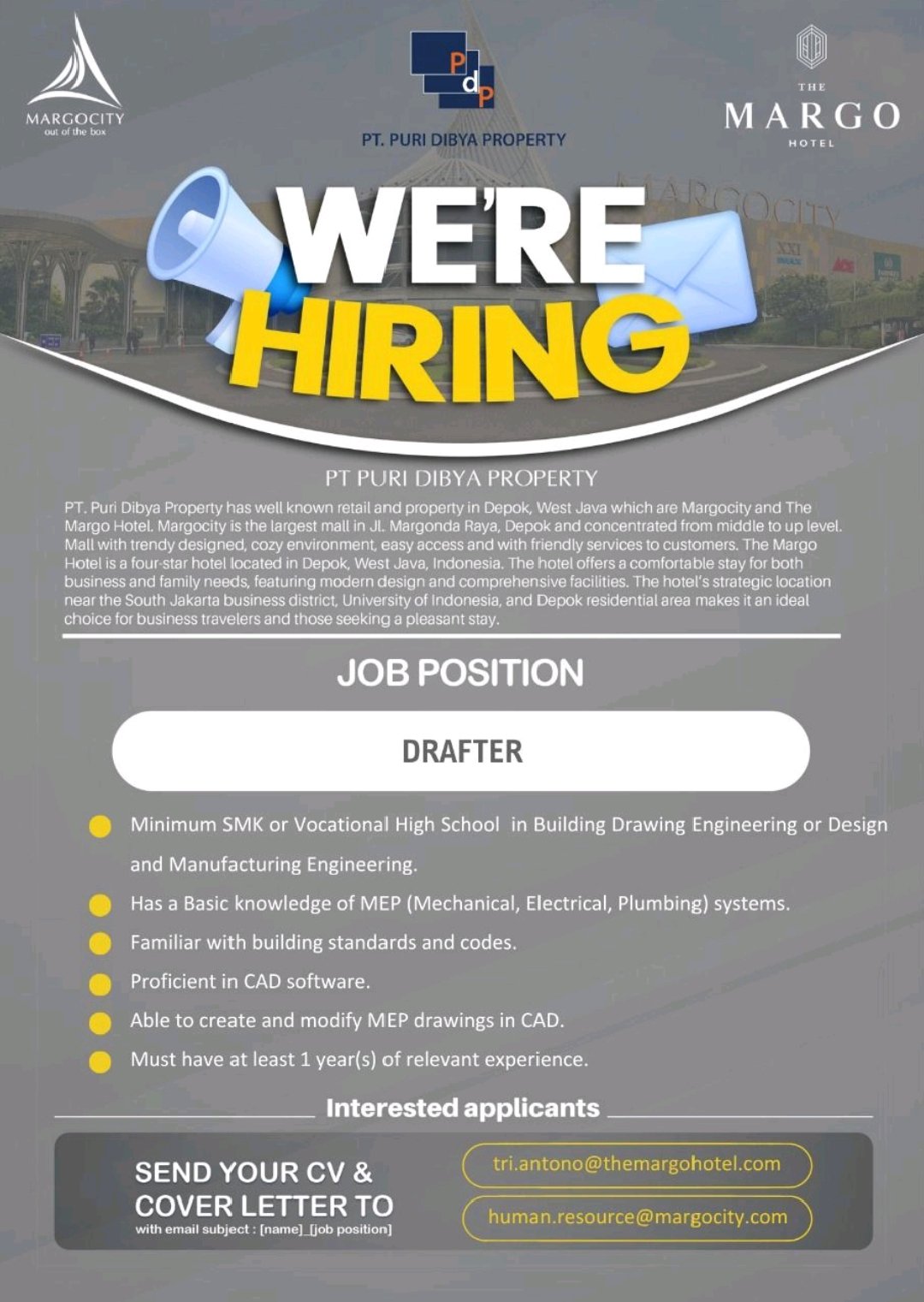 Drafter – PT Puri Dibya Property (Margocity Depok)