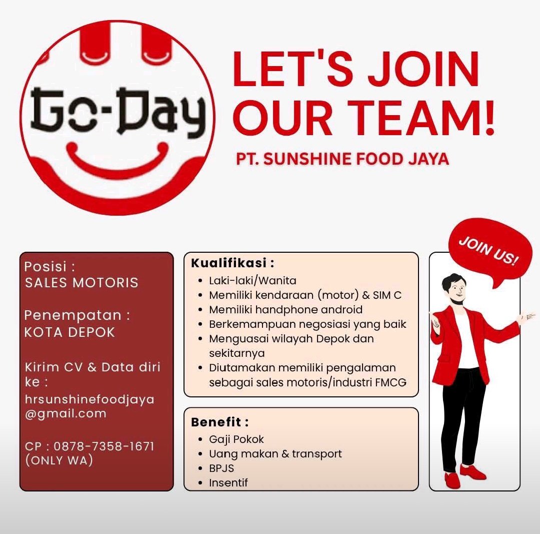 Sales Motoris – PT Sunshine Food Jaya